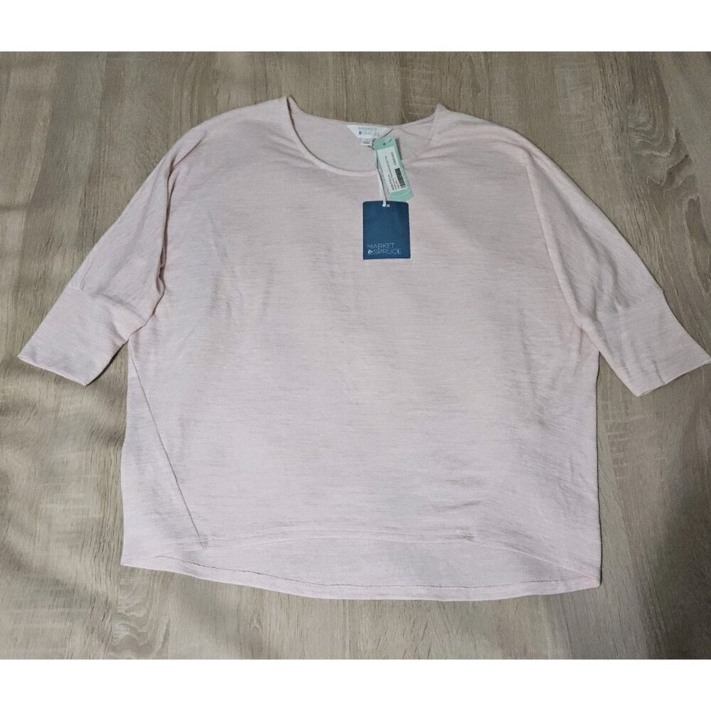 Market & Spruce Women's Ansell Scoop Neck Dolman Knit Top Shirt Pink Large New